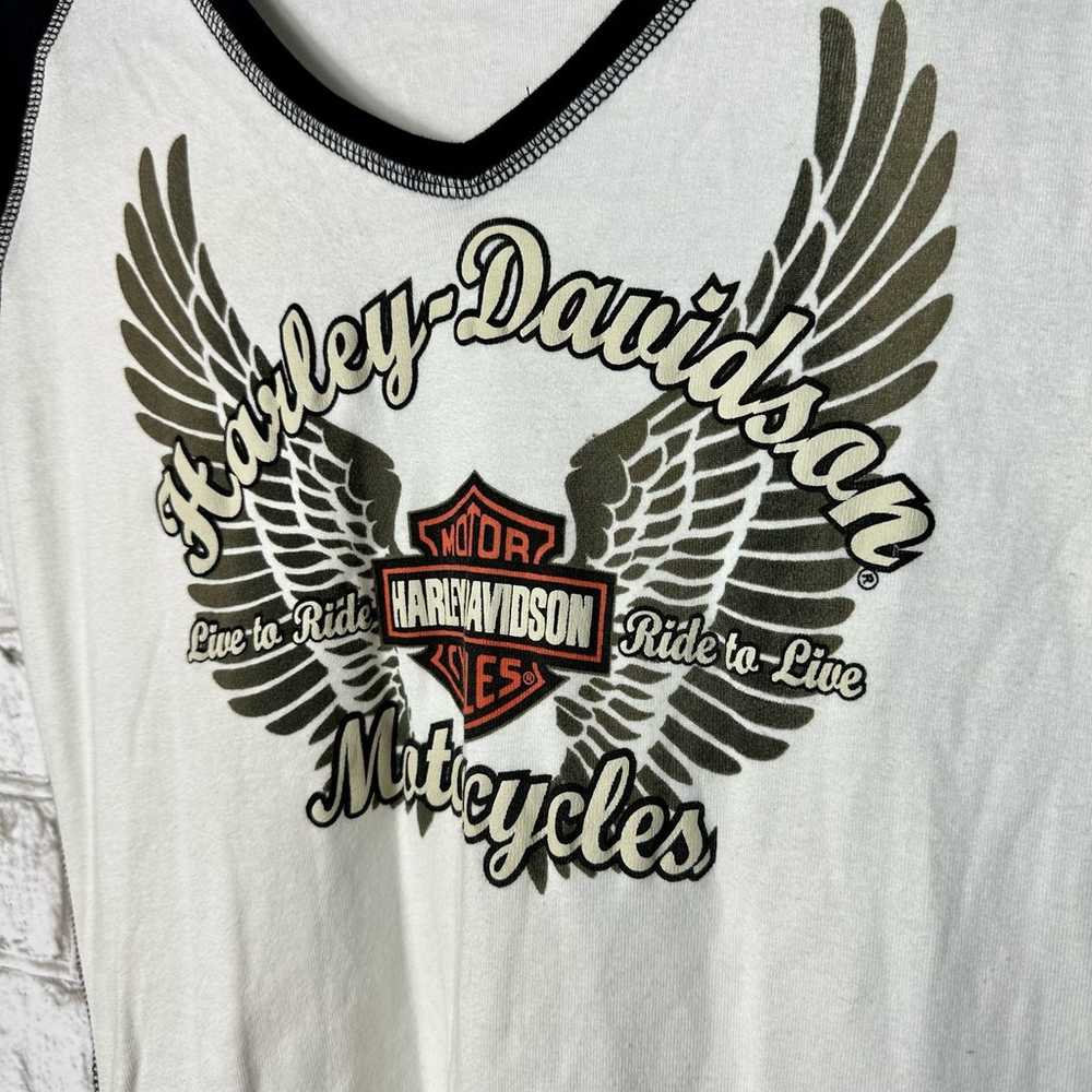 Harley Davidson T Shirt V Neck Raglan Tee Live to… - image 6