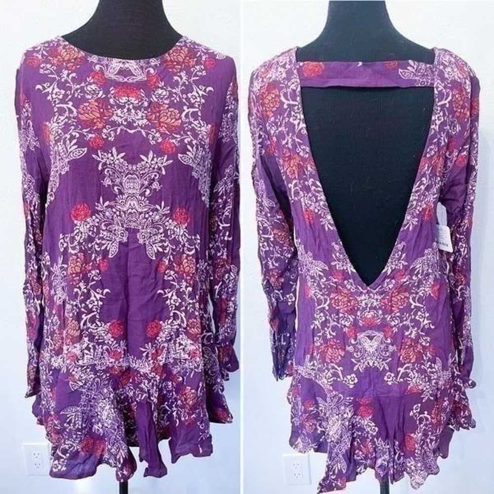 Free People Purple Floral Dress with Low Back - image 1