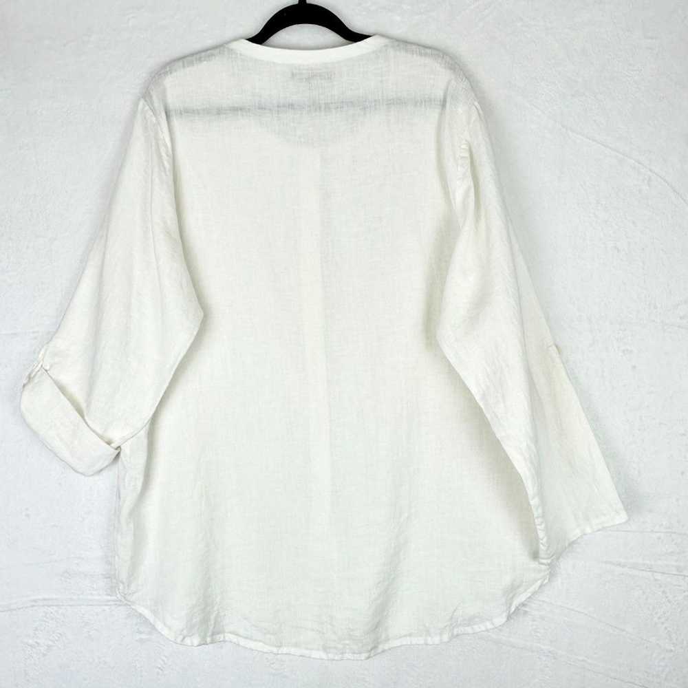Flax Linen Button Front Long Sleeve Tunic Size La… - image 2
