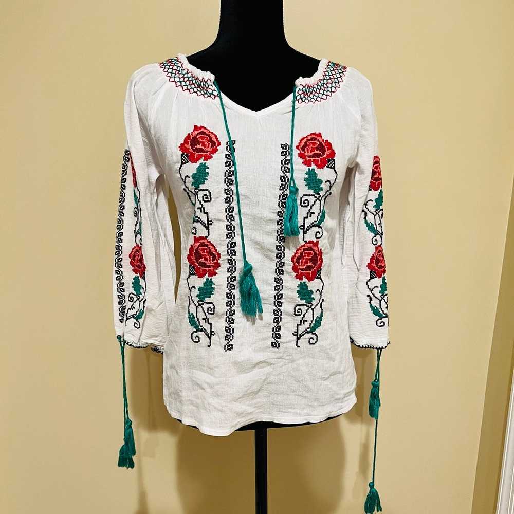 Embroidered top Romanian traditional top blouse s… - image 2