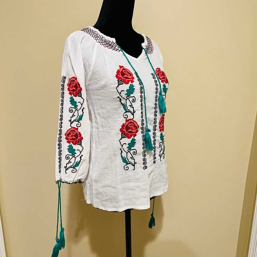 Embroidered top Romanian traditional top blouse s… - image 4