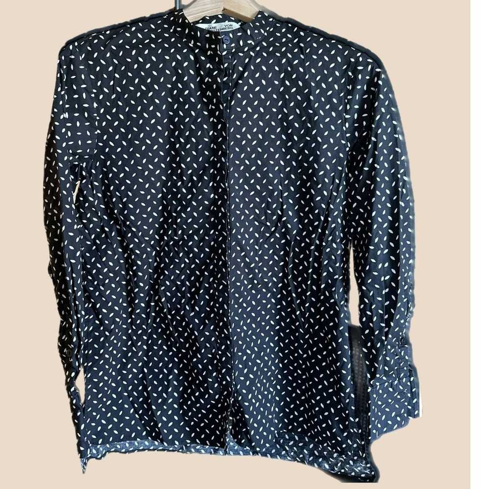 Diane Von Furstenberg Long Sleeve Button Shirt Bl… - image 1