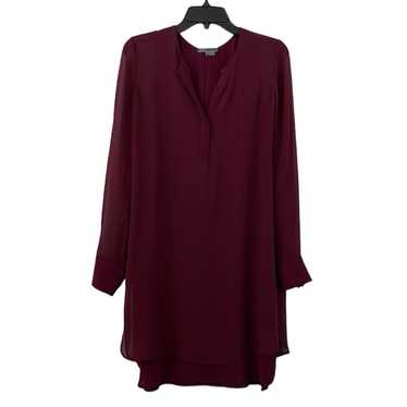 VINCE | Women’s Burgundy Silk Long Sleeve Pleated… - image 1