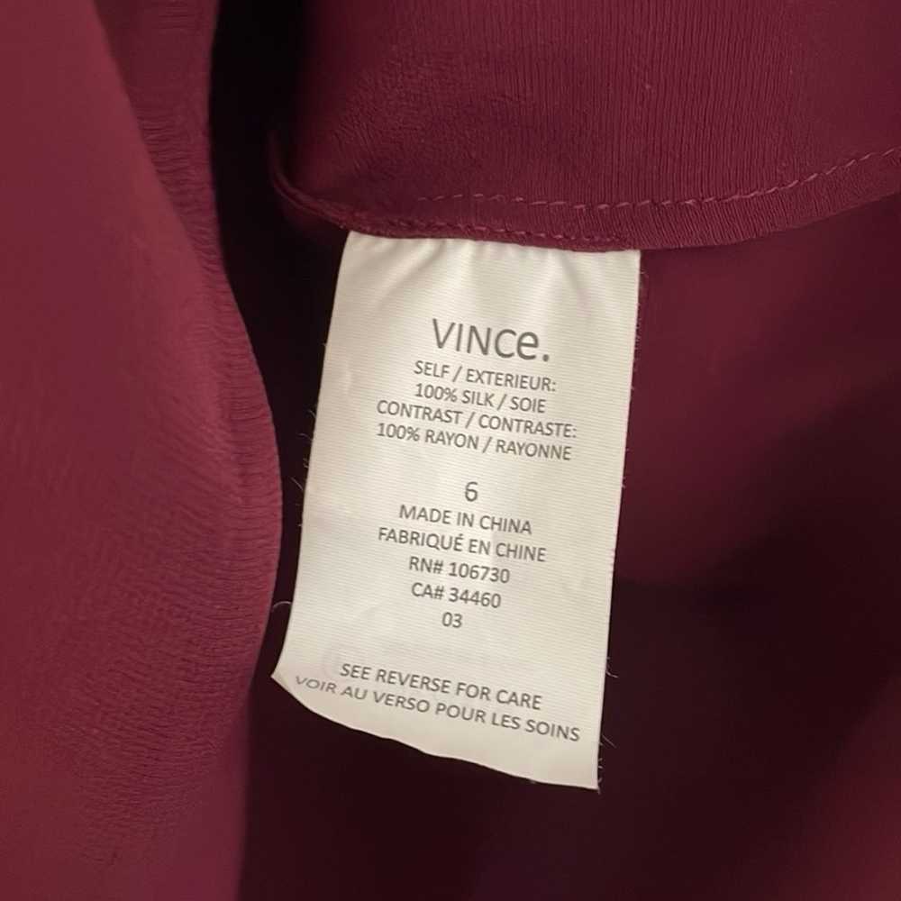 VINCE | Women’s Burgundy Silk Long Sleeve Pleated… - image 6