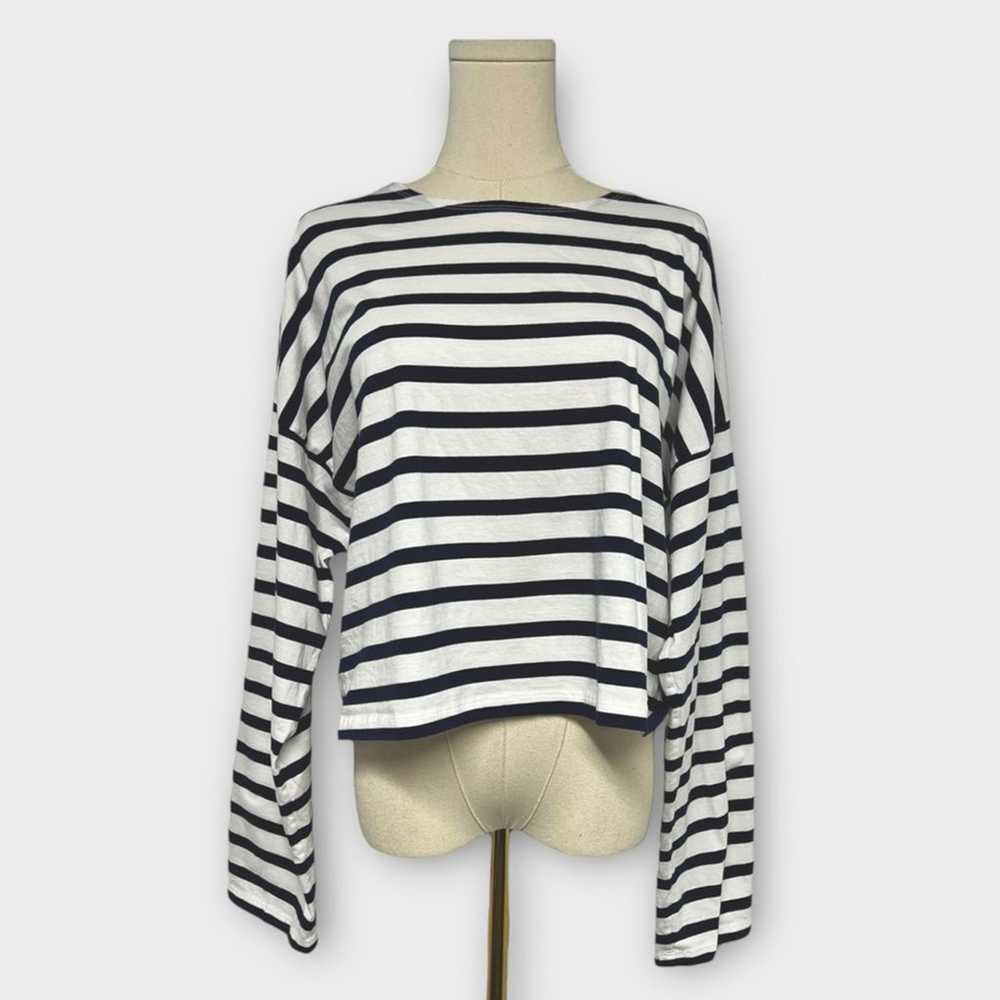 La Ligne Cropped Charlotte Tee Navy White Stripe … - image 1