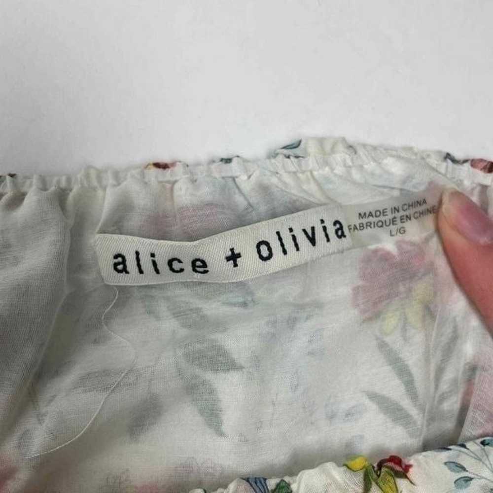 Alice + Olivia Floral Square Neck Top Cotton Silk… - image 5