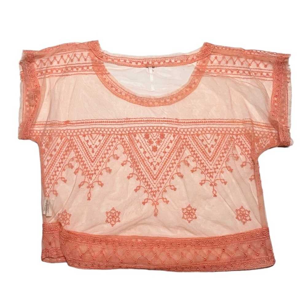Free People The Vicki Embroidered Sheer Mesh Top - image 2