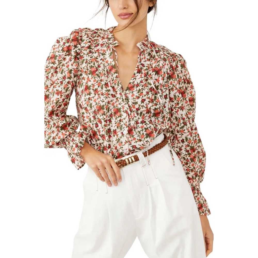 Free People Meant To Be Floral Cotton Blouse XL E… - image 2