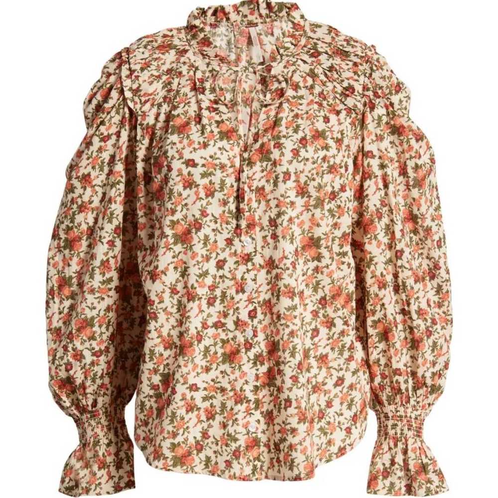 Free People Meant To Be Floral Cotton Blouse XL E… - image 5