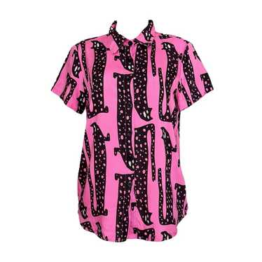 NOOWORKS Joyce Shirt, Pink Long Cats, Large