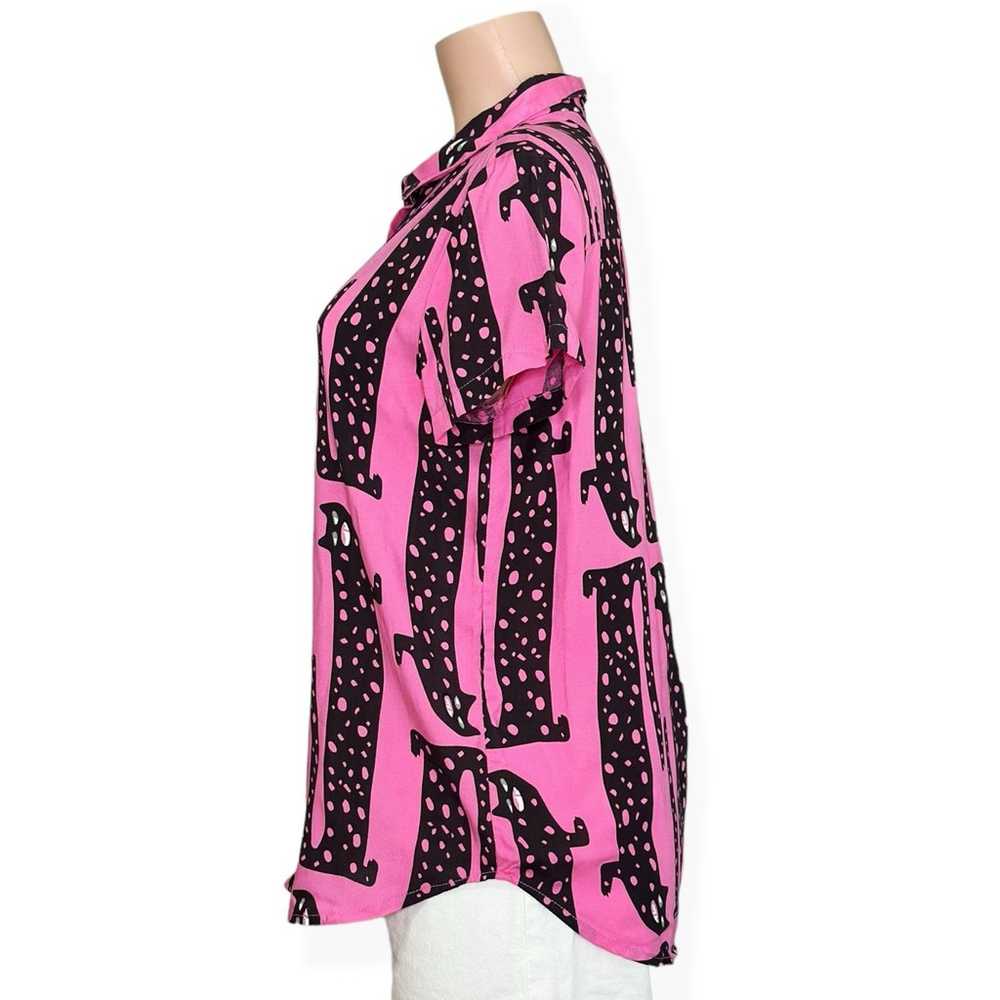 NOOWORKS Joyce Shirt, Pink Long Cats, Large - image 4