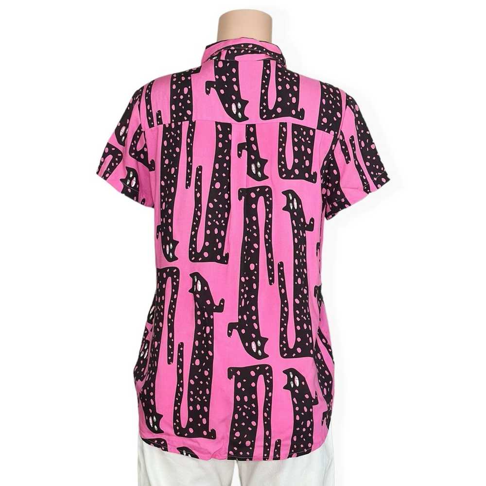 NOOWORKS Joyce Shirt, Pink Long Cats, Large - image 5