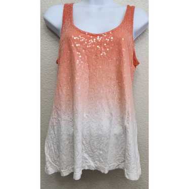 Old Navy Old Navy Orange White Ombre Sequin Tank … - image 1