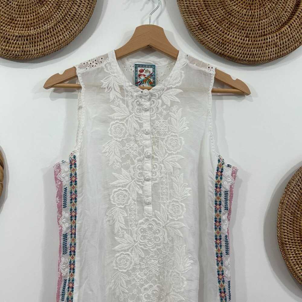 Johnny Was White Boho Embroidered Button Up Sleev… - image 3