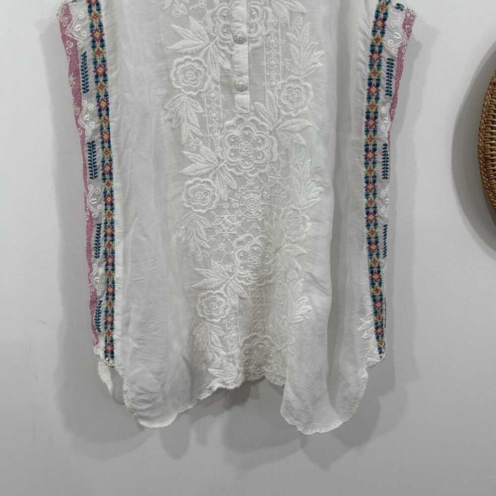 Johnny Was White Boho Embroidered Button Up Sleev… - image 4