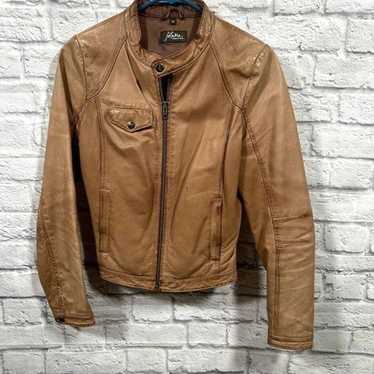 Jofama by Kenza Brown Moto Leather Jacket Size 36