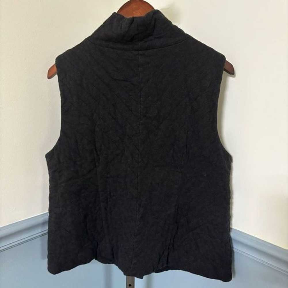 Eileen Fisher Black Quilted Cotton Zip Front Vest… - image 5
