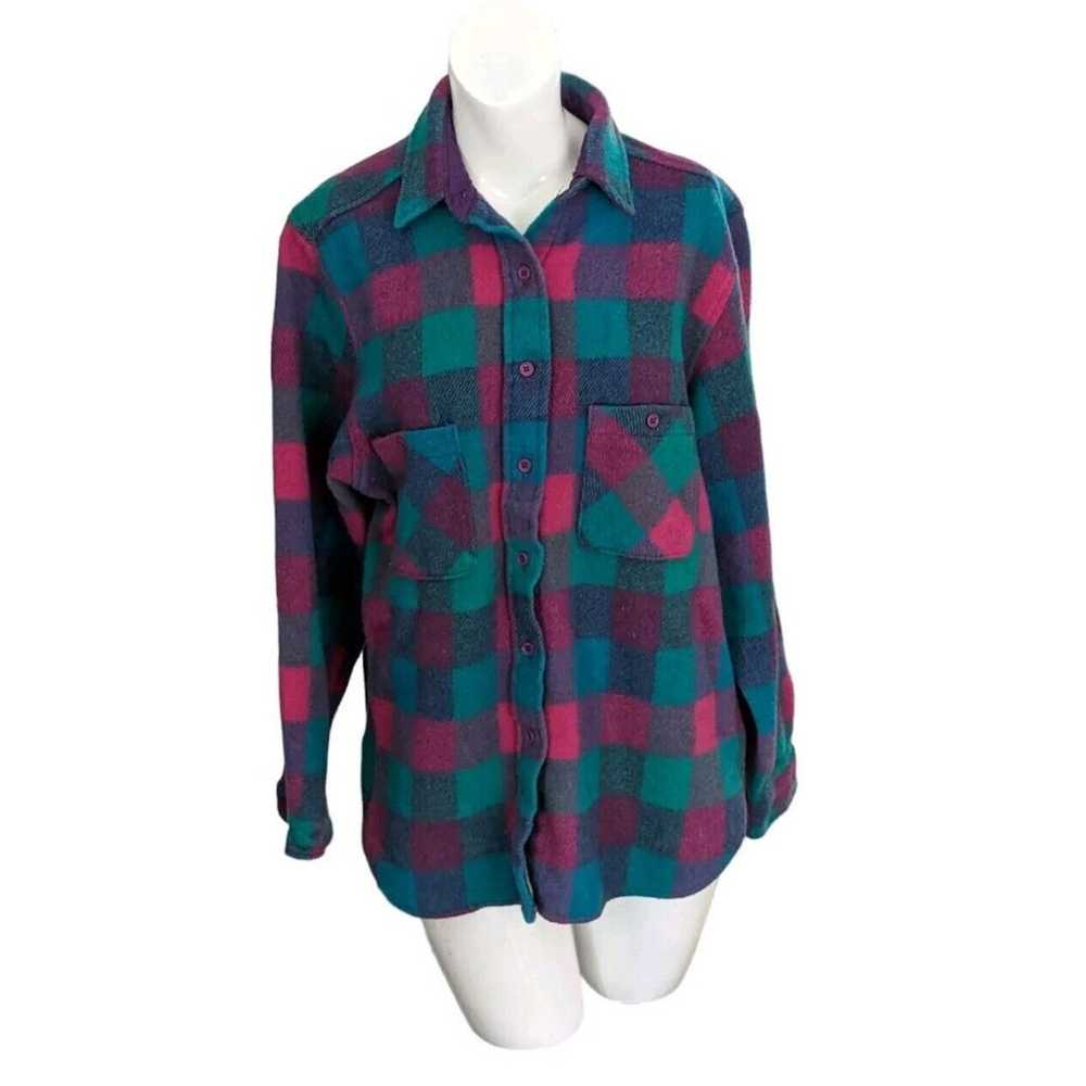 Vintage 70s Women Woolrich Thick Wool Flannel Pla… - image 1