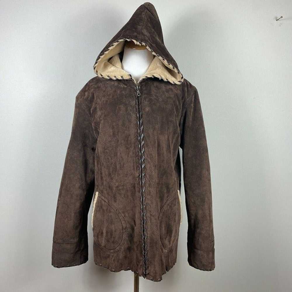 Wilsons Suede Leather Jacket Large Brown Faux Fur… - image 11