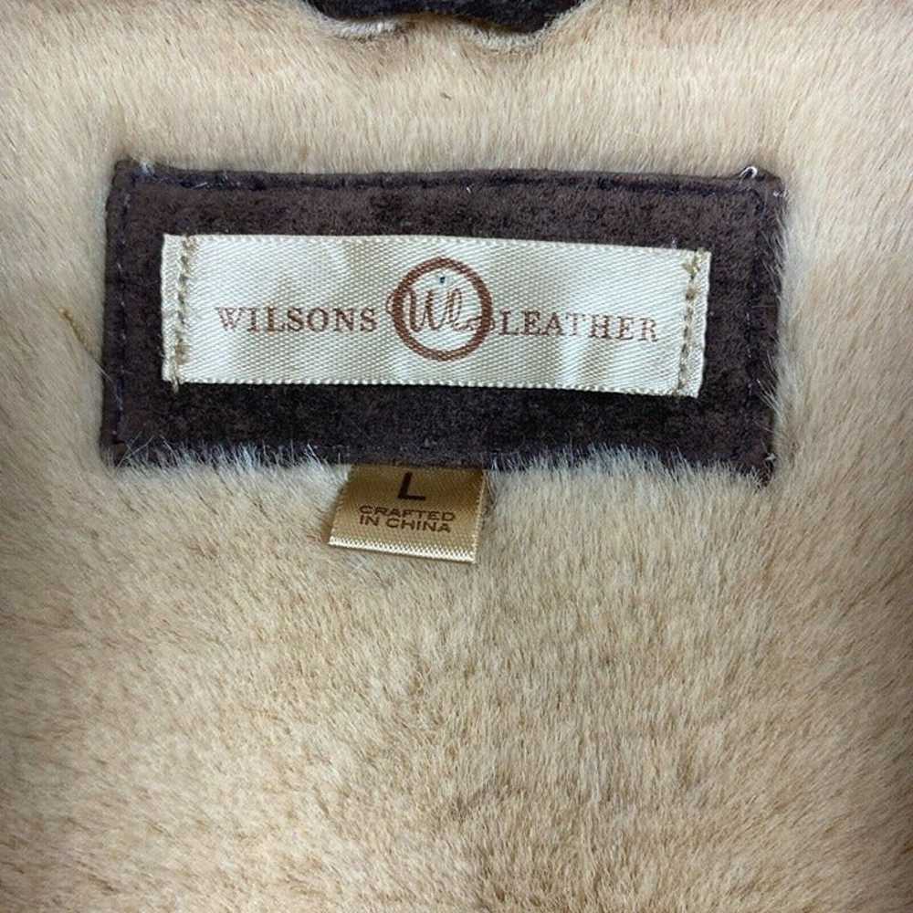 Wilsons Suede Leather Jacket Large Brown Faux Fur… - image 9
