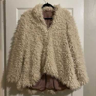 Free People White Fluffy Faux Fur Silky Lining Coa