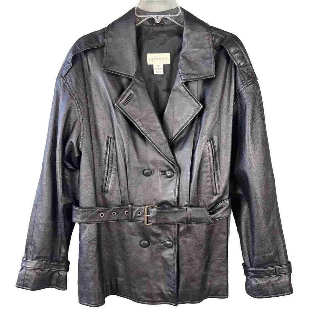 Paradox Leather Jacket Blazer Double Breasted Bel… - image 1