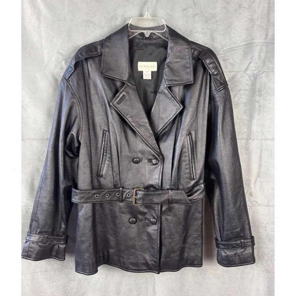 Paradox Leather Jacket Blazer Double Breasted Bel… - image 4