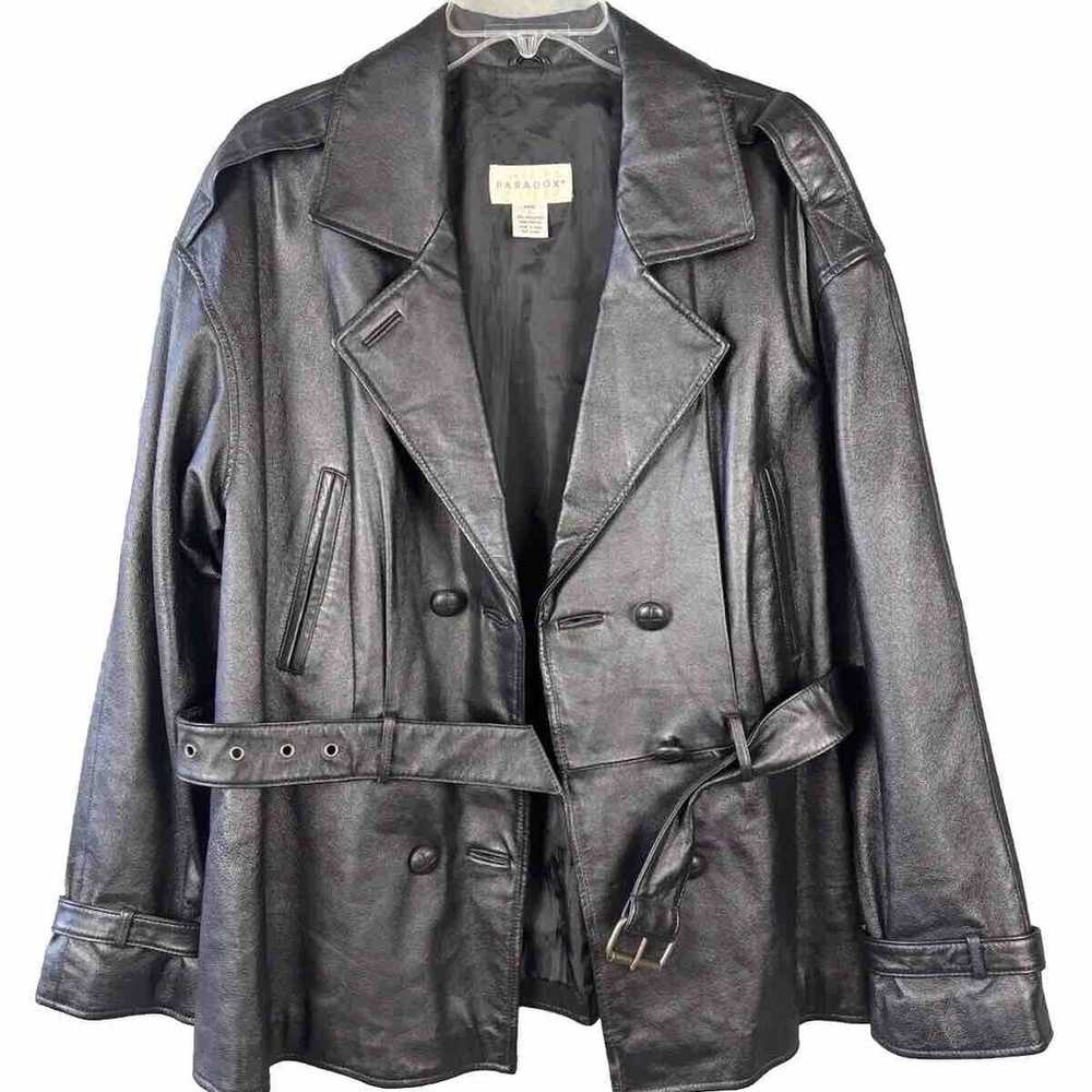 Paradox Leather Jacket Blazer Double Breasted Bel… - image 5