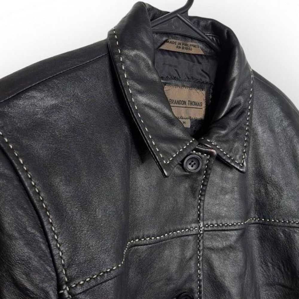 Brandon Thomas Vintage 90s Leather Coat size Medi… - image 3