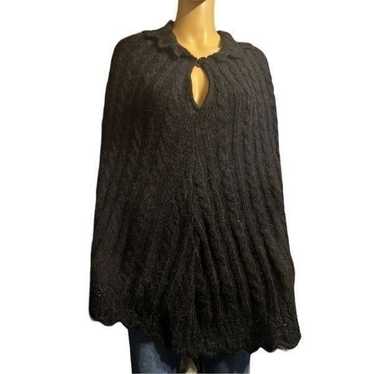 BCBGMaxAzria alpaca cable knit poncho black small… - image 1
