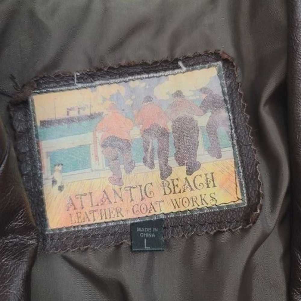 Vintage 80's Atlantic Beach Leather Coat Works Da… - image 7
