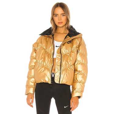 Nike Metallic Gold Puffer Jacket Full Zip Front W… - image 1