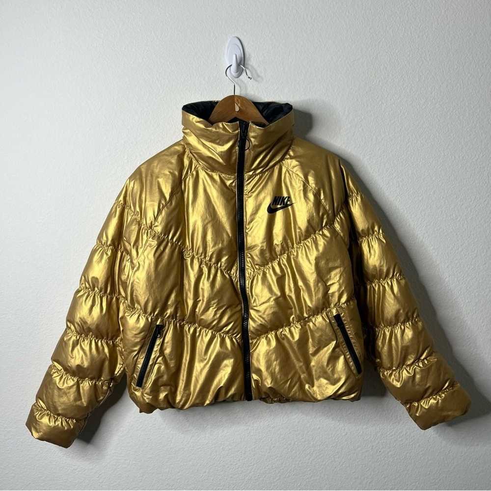 Nike Metallic Gold Puffer Jacket Full Zip Front W… - image 2