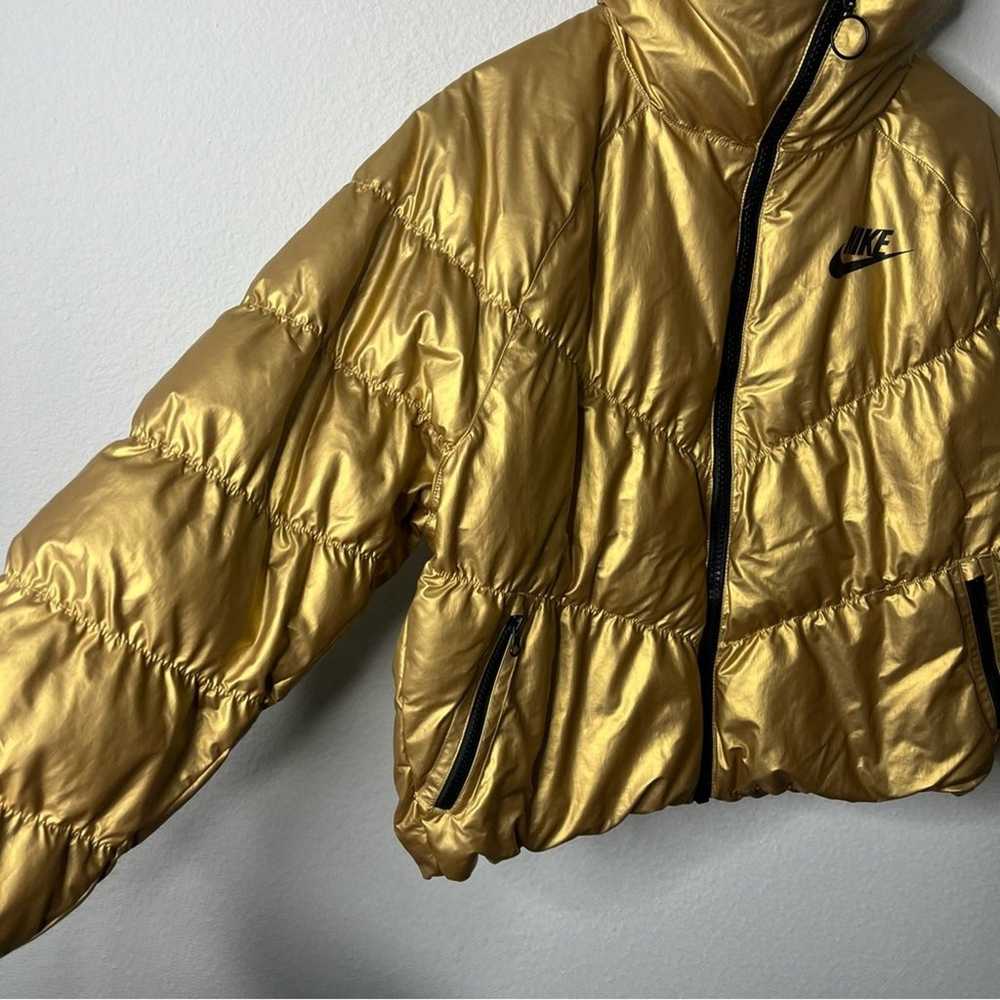 Nike Metallic Gold Puffer Jacket Full Zip Front W… - image 3