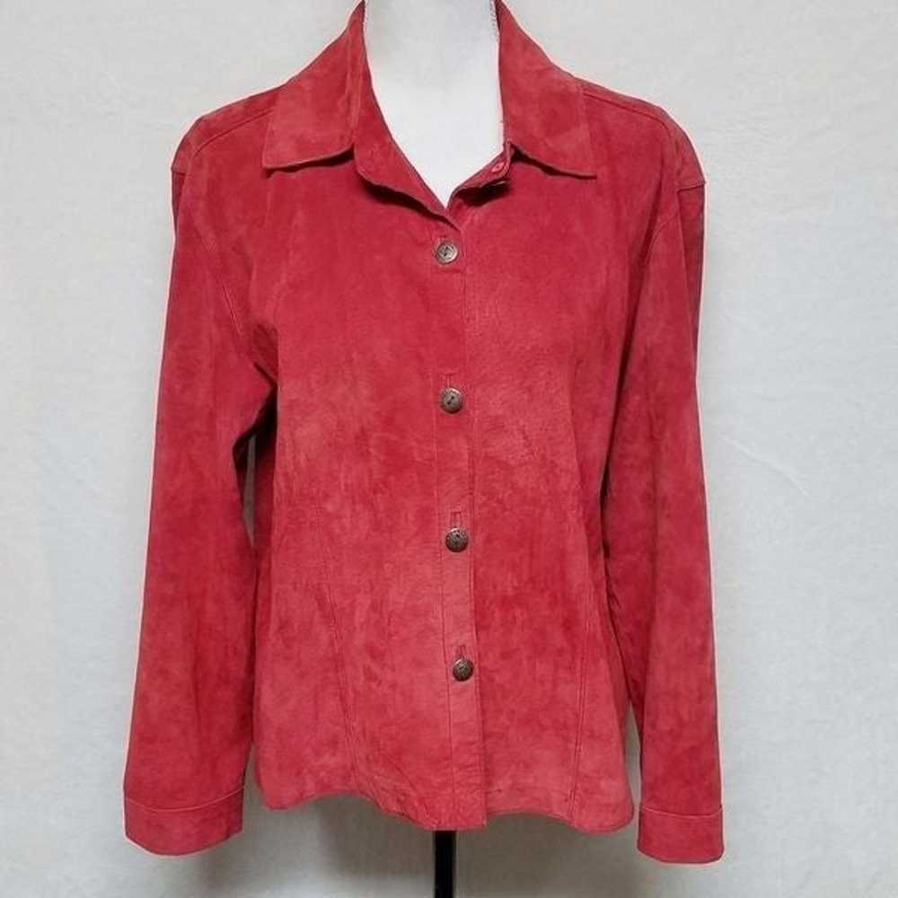 Vintage 80s Chico's Red Suede Leather Jacket Belt - image 10