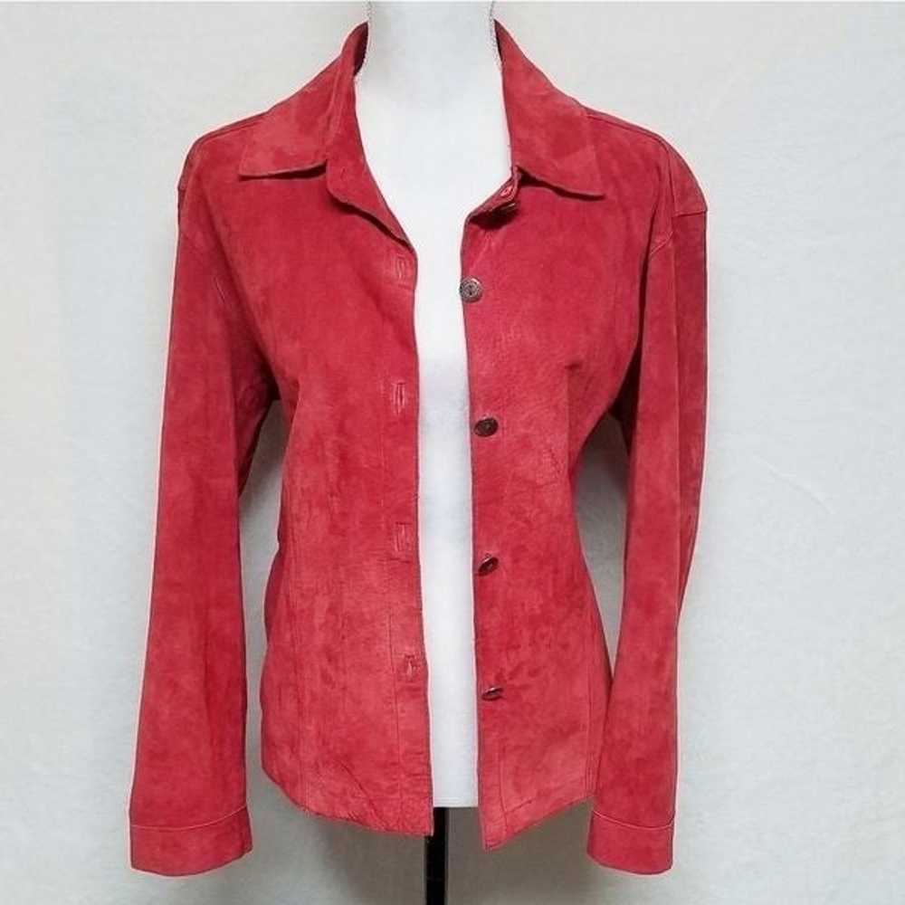 Vintage 80s Chico's Red Suede Leather Jacket Belt - image 11