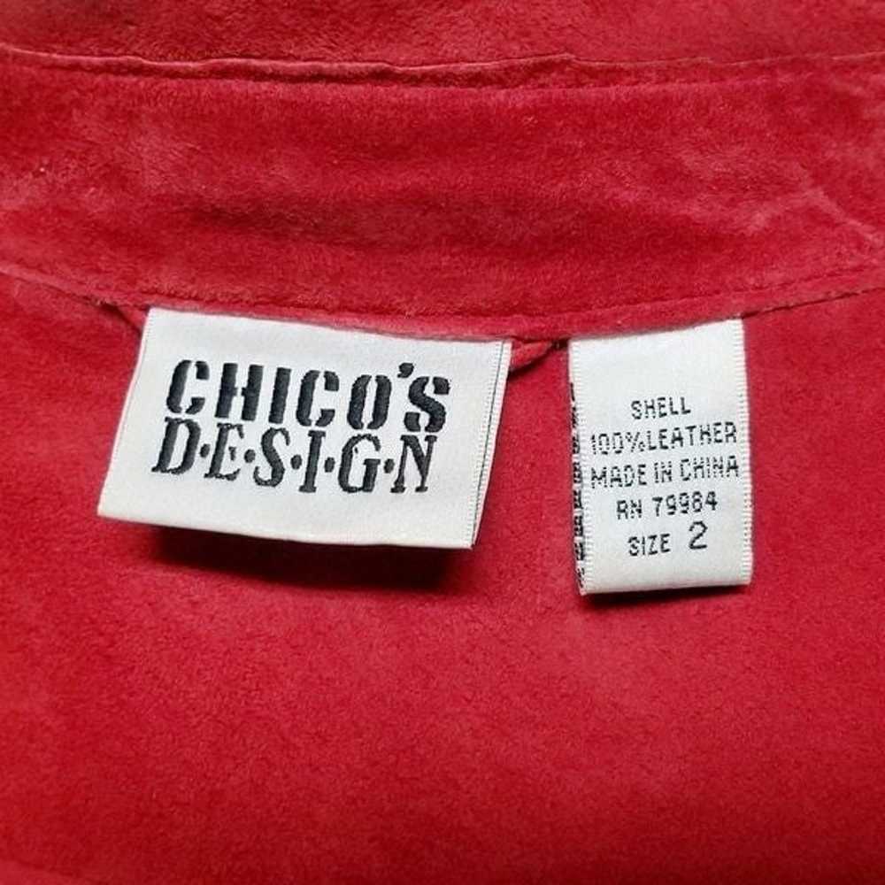 Vintage 80s Chico's Red Suede Leather Jacket Belt - image 12