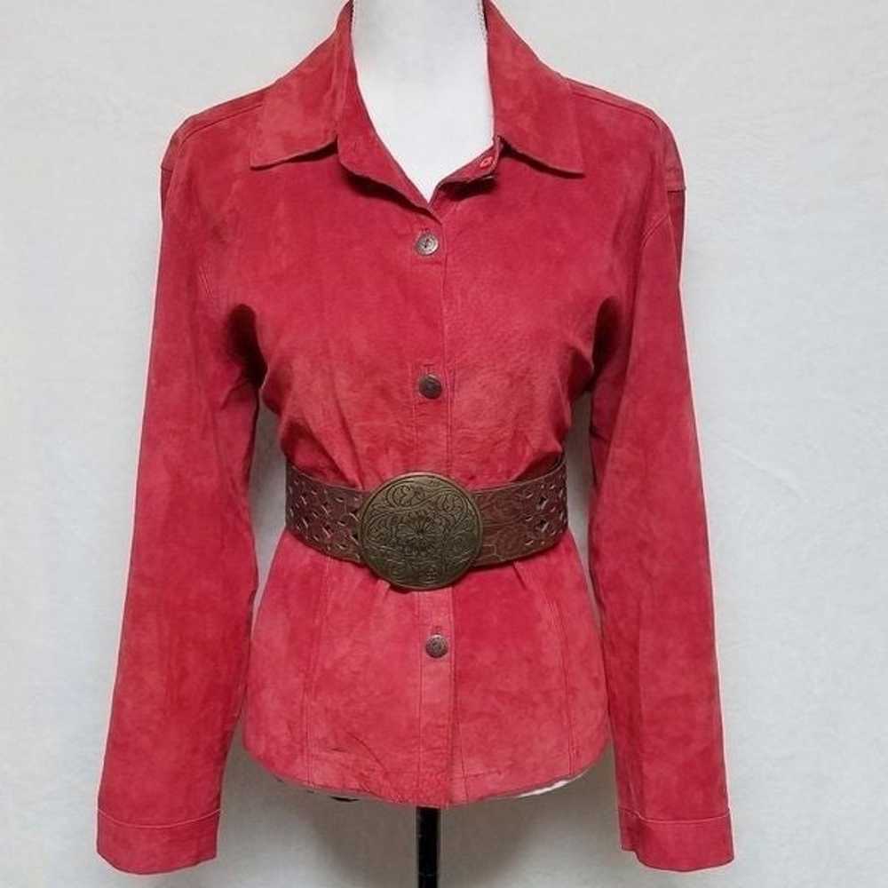 Vintage 80s Chico's Red Suede Leather Jacket Belt - image 2