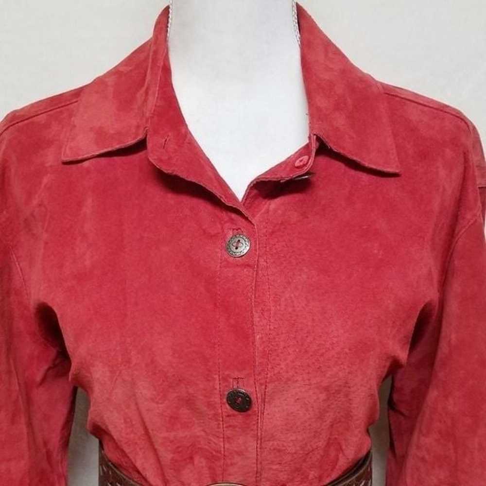 Vintage 80s Chico's Red Suede Leather Jacket Belt - image 3