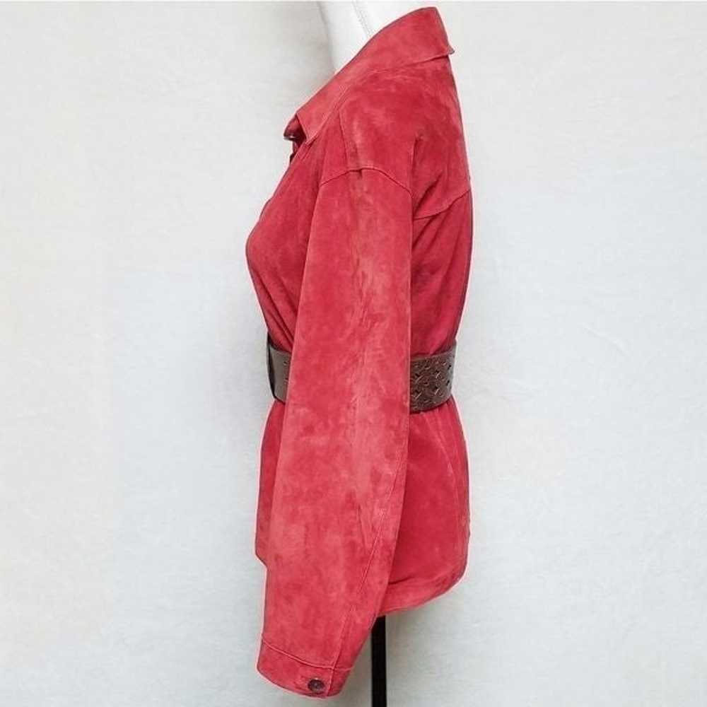 Vintage 80s Chico's Red Suede Leather Jacket Belt - image 6