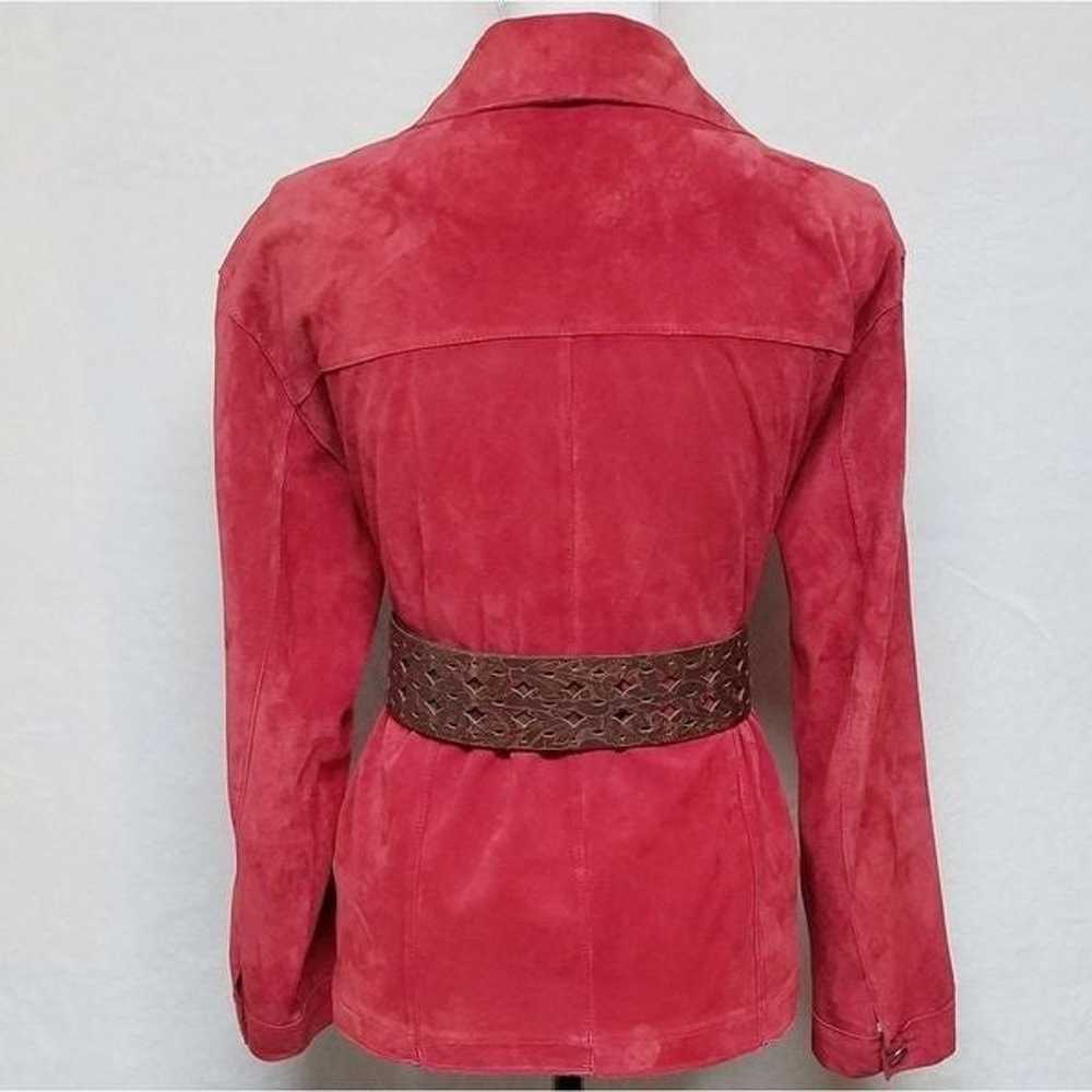 Vintage 80s Chico's Red Suede Leather Jacket Belt - image 8