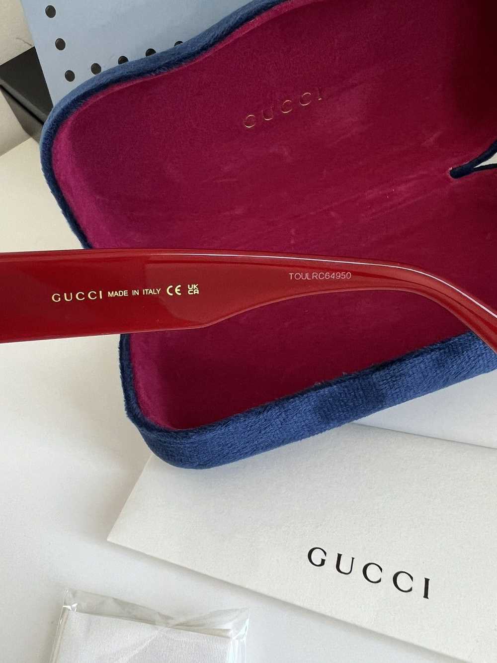 Gucci Gucci Ancora red Runway Geometric Sunglasses - image 5