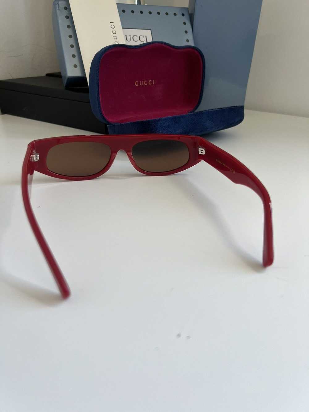 Gucci Gucci Ancora red Runway Geometric Sunglasses - image 7