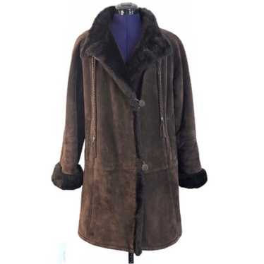 Gallery Brown Leather Suede Faux Fur Jacket