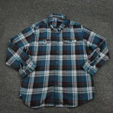 George George Shirt Adult XL Blue & Black Plaid F… - image 1