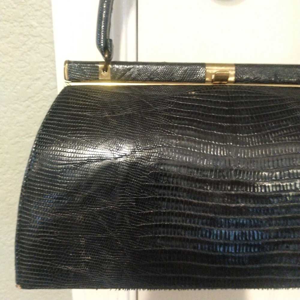 Vintage Bellestone Black Genuine Reptile Skin Lea… - image 7