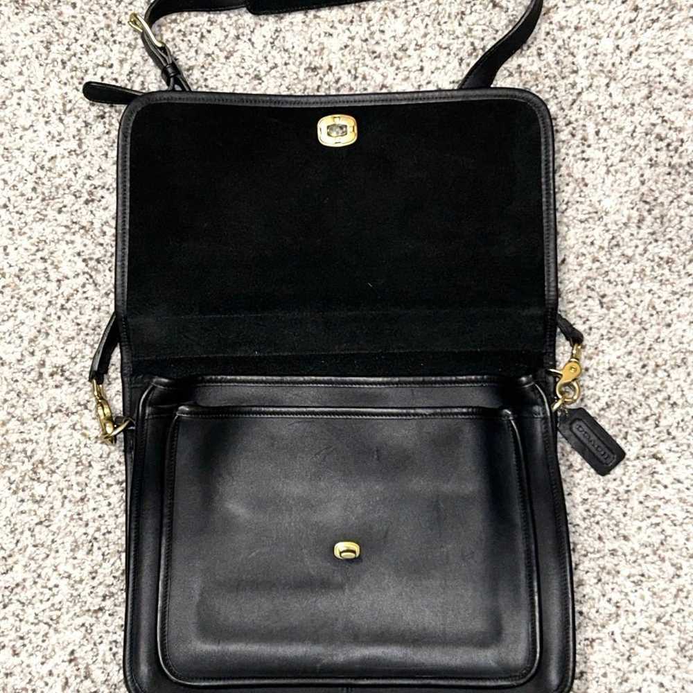 Vintage Coach Black Leather Briefcase Messenger B… - image 4