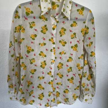 Vintage Floral 1970’s Button Up Blouse - image 1