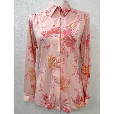 VTG 1970s ALFRED DUNNER Womens MEDIUM 14 Pink Flo… - image 1