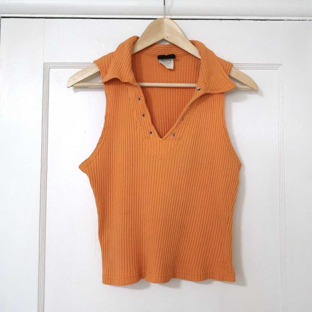 90s Vintage No Boundaries Orange Ribbed Stretch C… - image 1